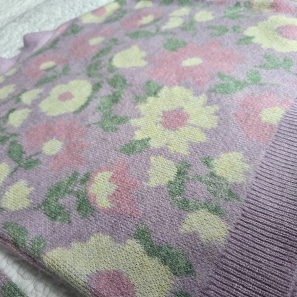 Mango Pastel Floral V-Neck Jewel Button Cardigan - Purple - Picture 10 of 13